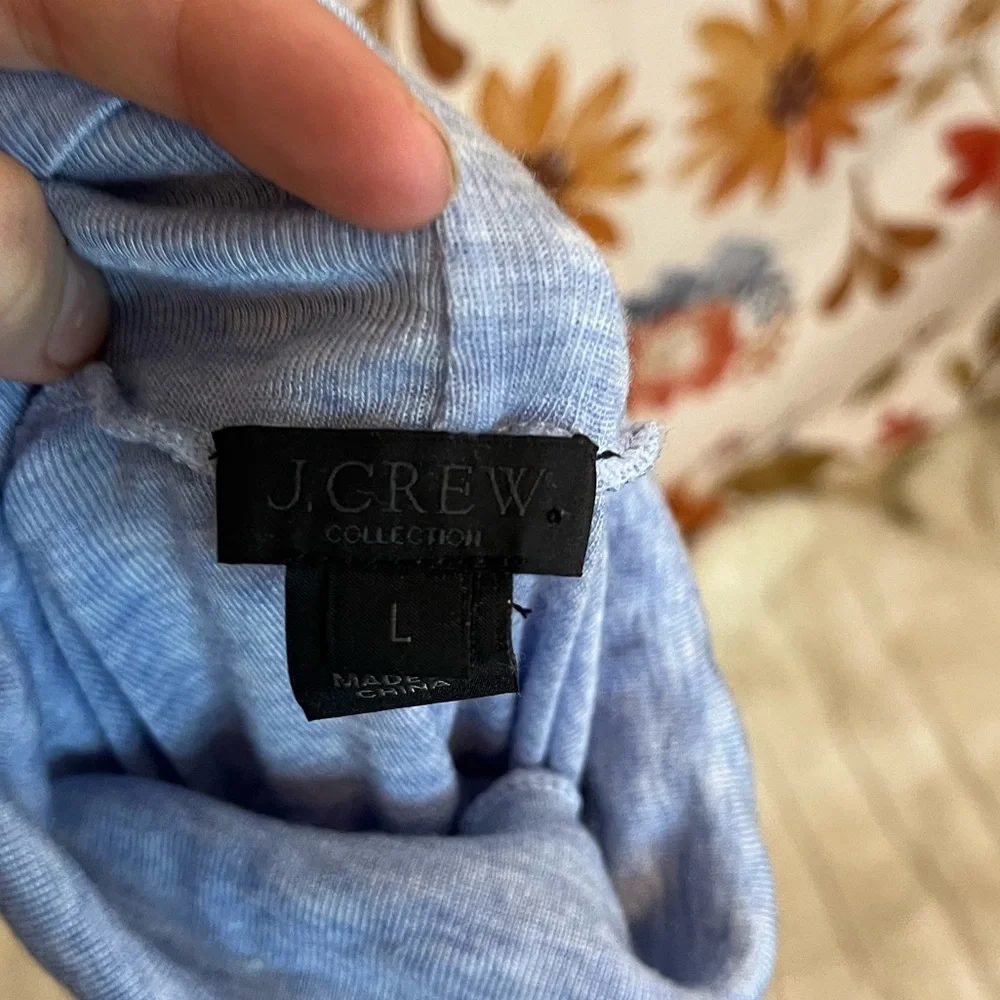 J. Crew Womens  L Collection Sky Blue Sheer Spring Lightweight Turtlneck Preppy